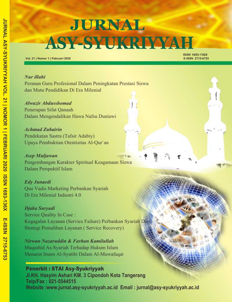 					View Vol. 21 No. 1 (2020): Jurnal Asy-Syukriyyah
				
