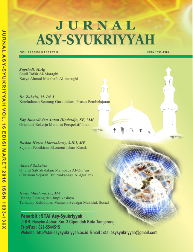 					View Vol. 16 No. 1 (2016): Jurnal Asy-Syukriyyah
				