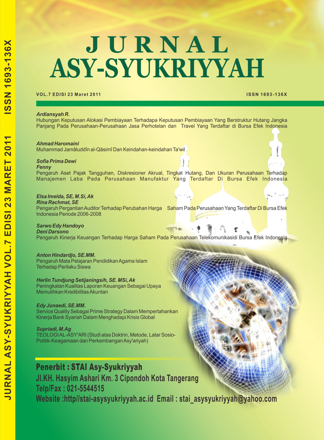 					View Vol. 7 No. 1 (2011): Jurnal Asy-Syukriyyah
				