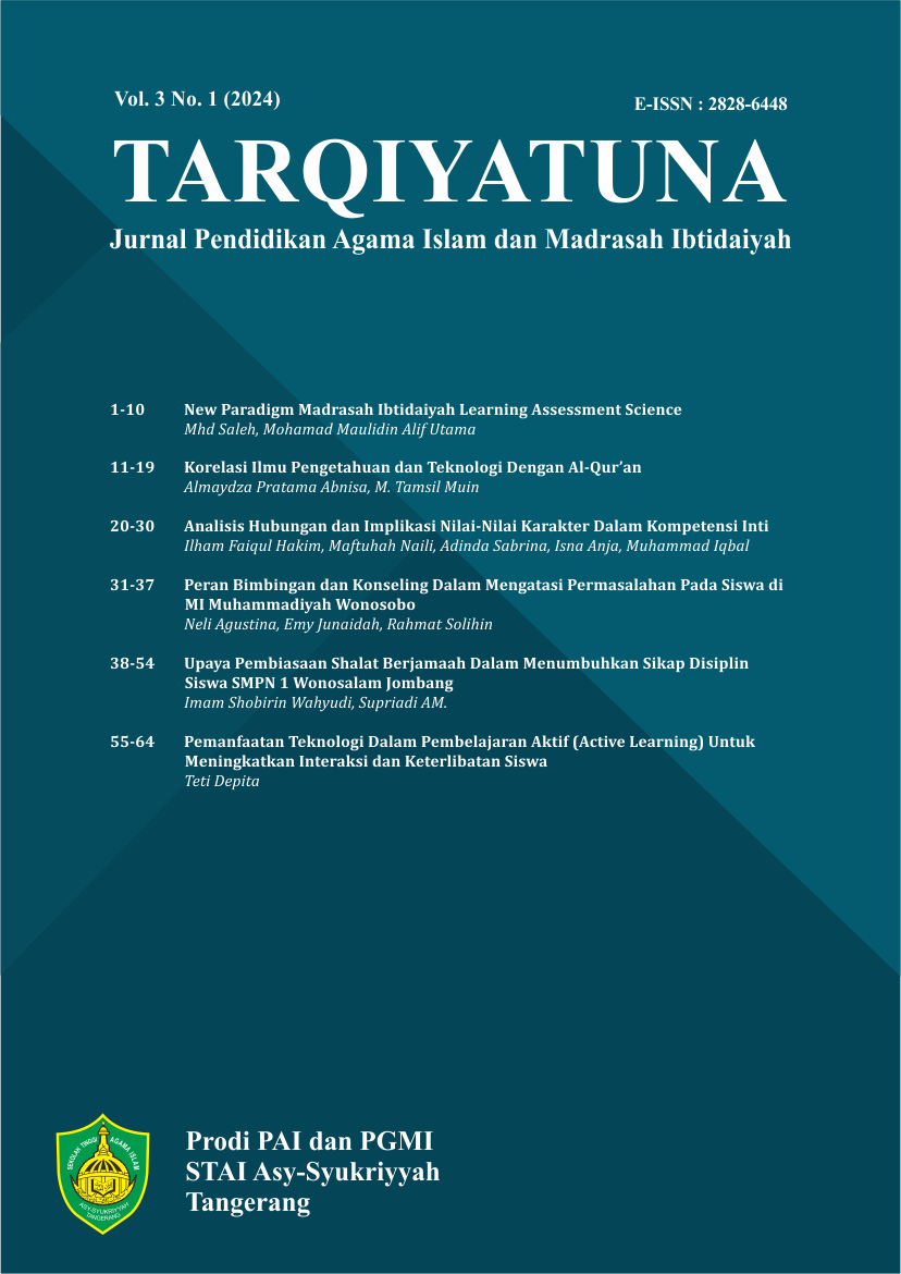 					Lihat Vol 3 No 1 (2024): TARQIYATUNA: Jurnal Pendidikan Agama Islam dan Madrasah Ibtidaiyah
				